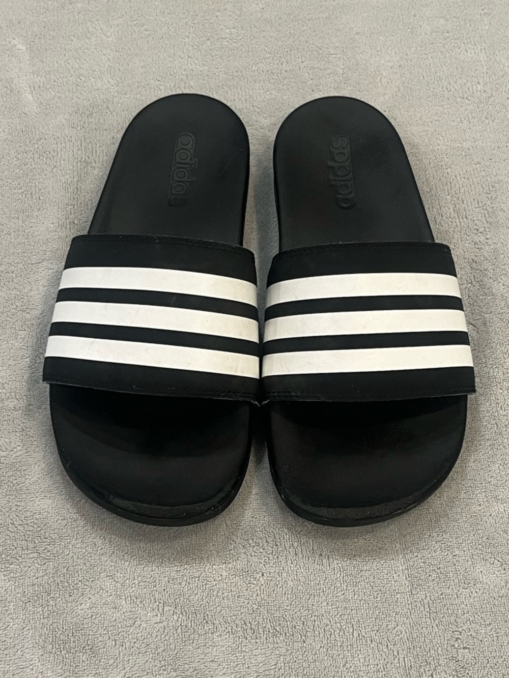 Adidas Black & White Stripe Slides Men’s Size 7